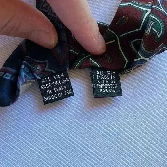 Christian Dior Mens Silk Tie Lot of 2 Made in USA Abstract Pattern Blue Red - Picture 7 of 8